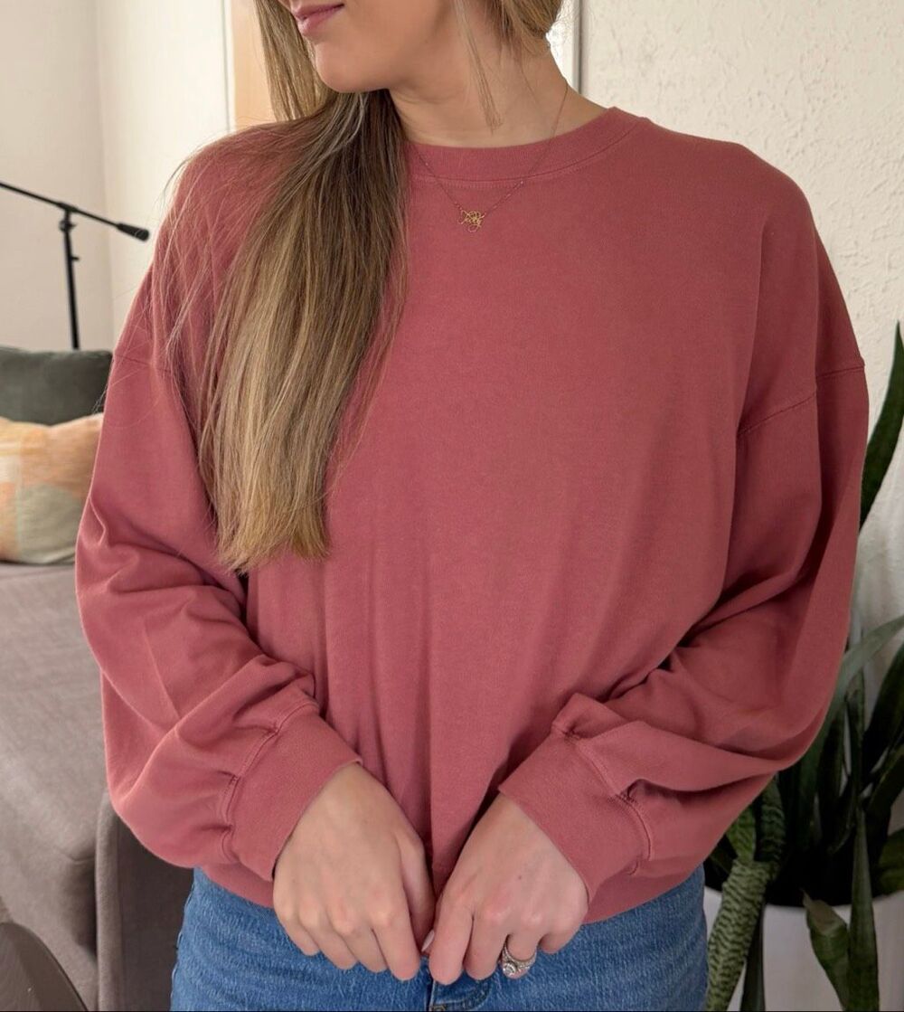 Le Bon Shoppe Sweatshirt Womens Small mauve pink Cotton Cali Crewneck Pullover